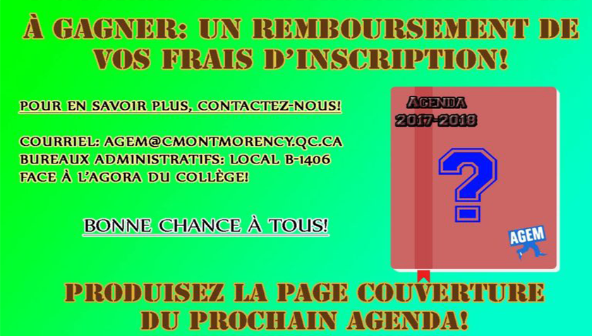 Produisez la page couverture de l’Agenda 2017-2018!