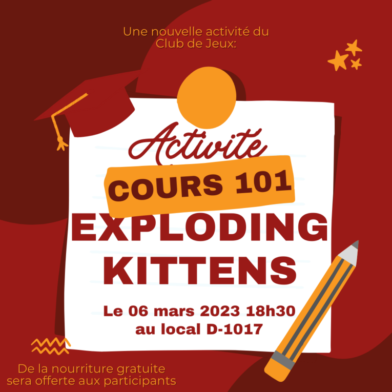 Activité Cours 101 sur Exploding Kittens organisé par le Club de Jeux